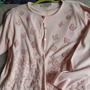 EUC Beautiful Pink Beaded Sweater Set